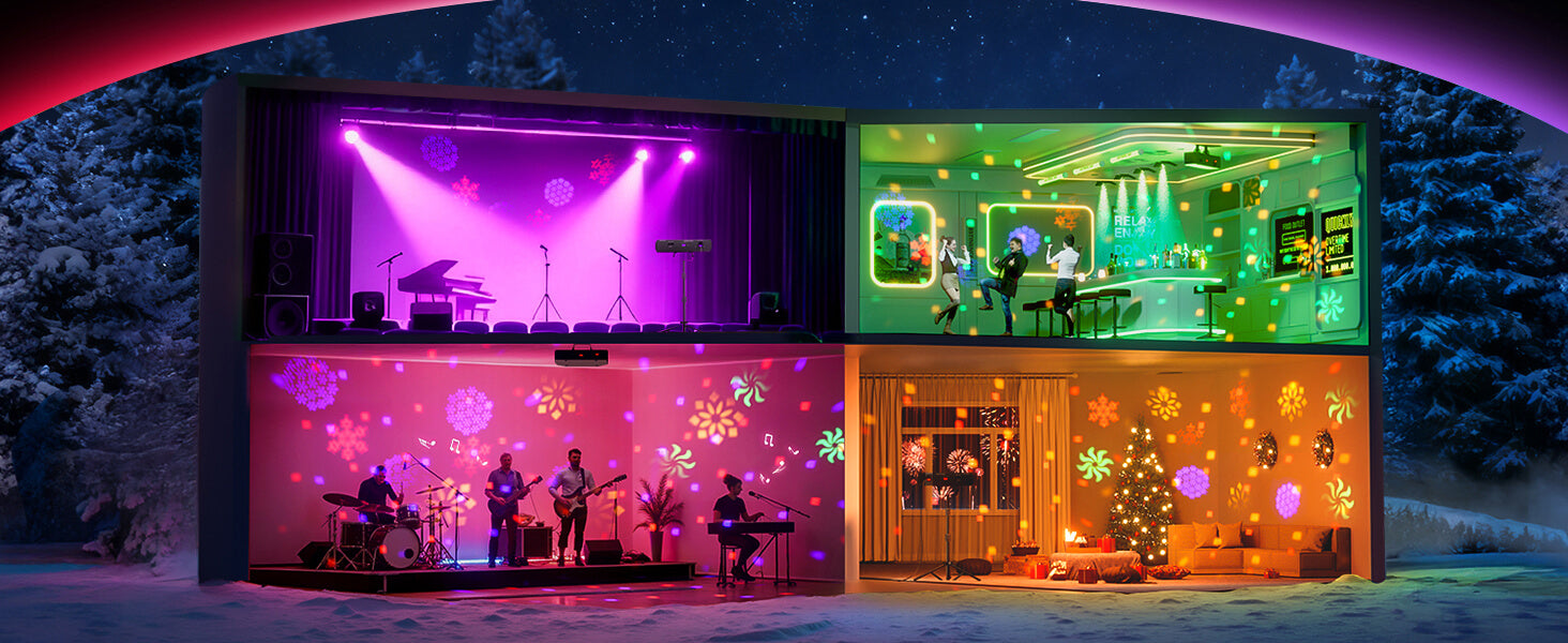 KeoBin L2700B Disco-Kugel, Gobo, Stroboskop, RGB- und UV-Effekte
