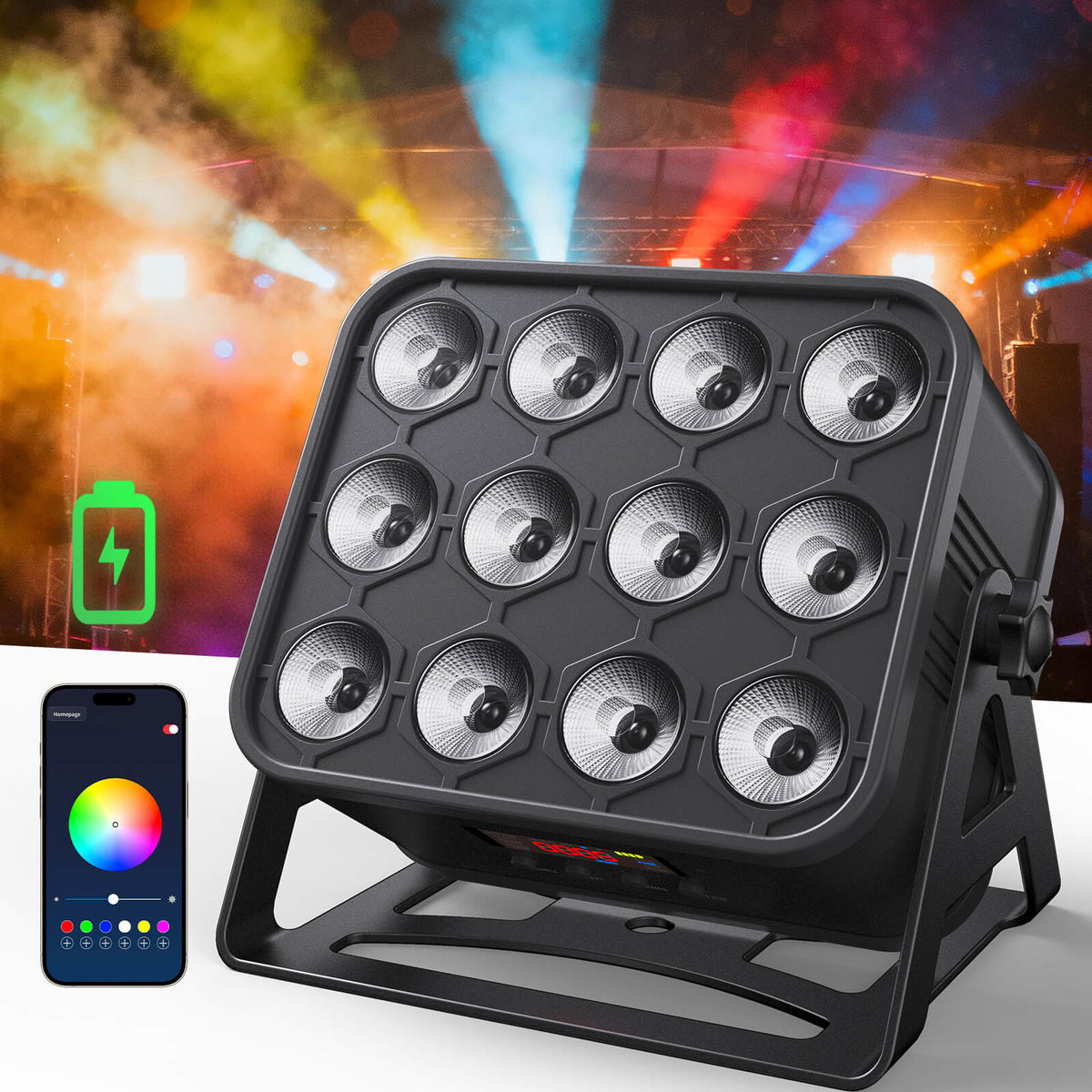 KeoBin 12x16W rechargeable RGBWA+UV par light product image