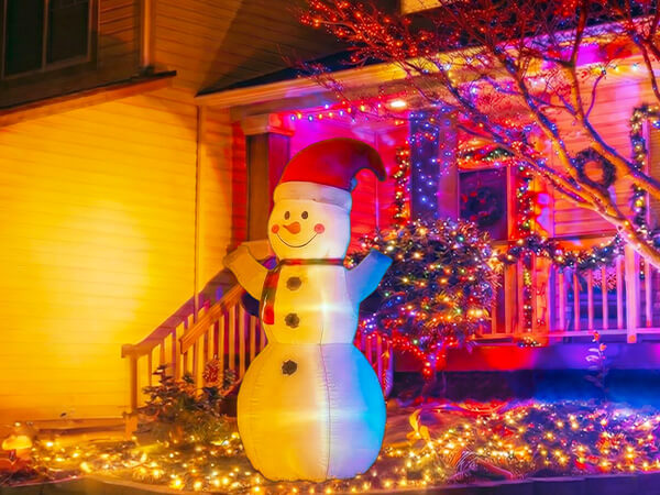 Battery powered uplights used for outdoor holiday backyard and event lighting