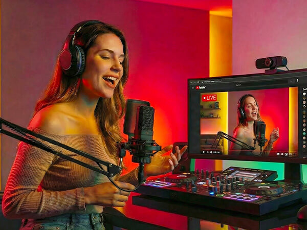 RGBWA+UV stage lights used as colorful background lighting for live streaming
