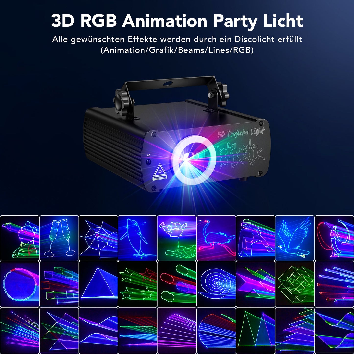 KeoBin L2600 RGB laser party lights 3D animation effect 2