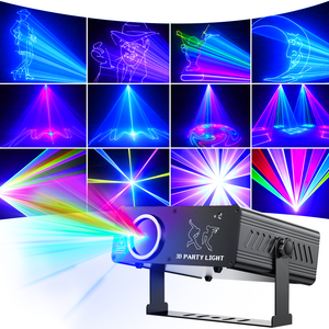 KeoBin L2400 3D RGB Laser Party Lights | Sound Activated Animation Beam Projector with Remote DMX512, Professional Disco Lighting