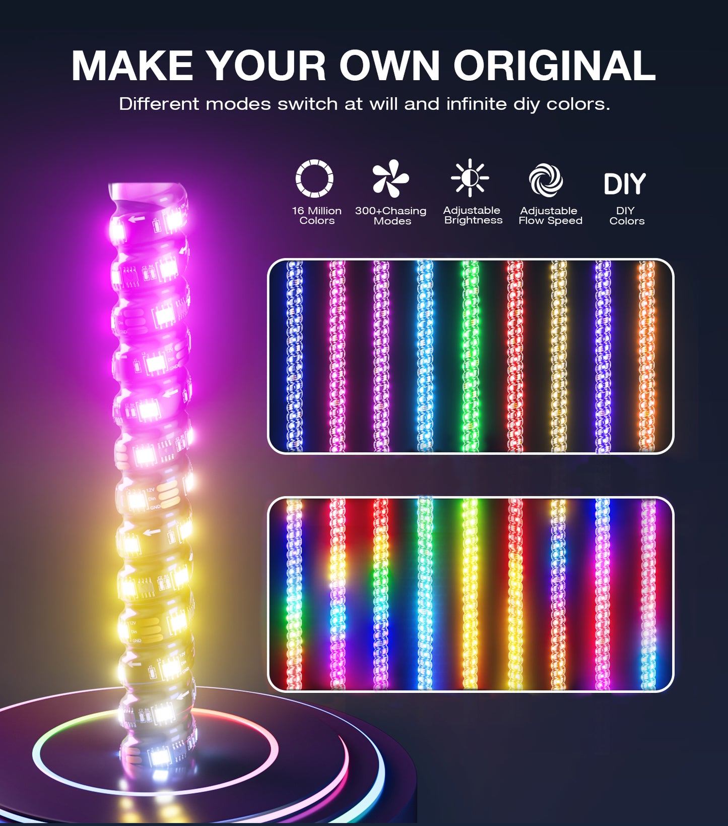 KeoBin Whip Lights with Spring Base