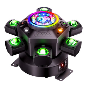 KeoBin 150W 7-in-1 Moving Head DJ Light with 6-Arm Beam, Laser, DMX & Sound Activation