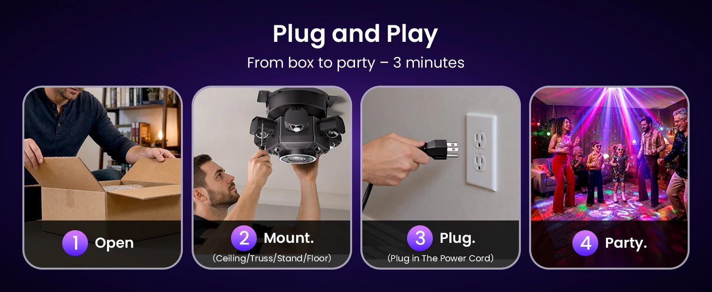 plug and play DJ light setup steps