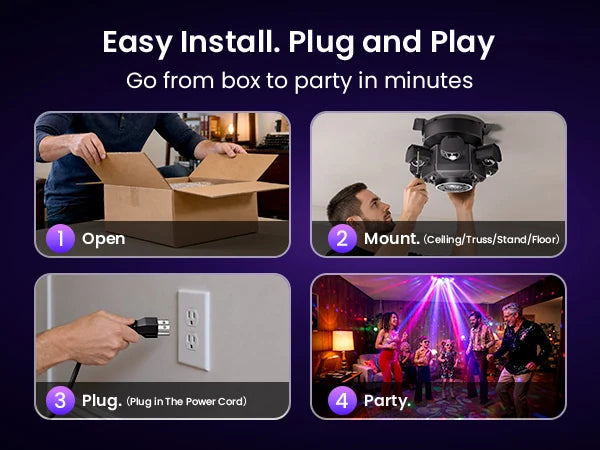 plug and play DJ light setup steps
