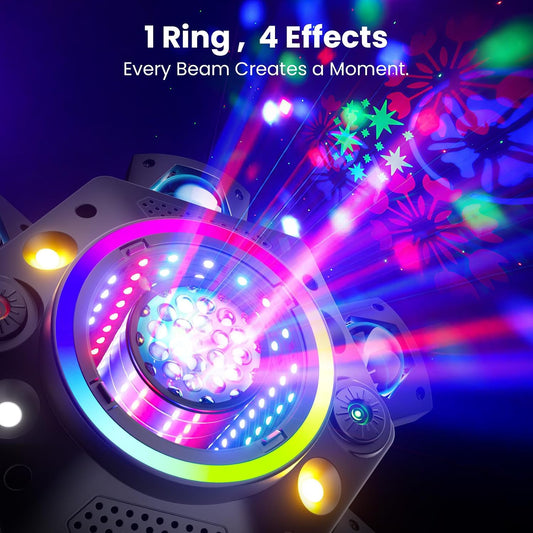 KeoBin E11 150W 7-in-1 Moving Head DJ Light with 6-Arm Beam, Laser, DMX & Sound Activation