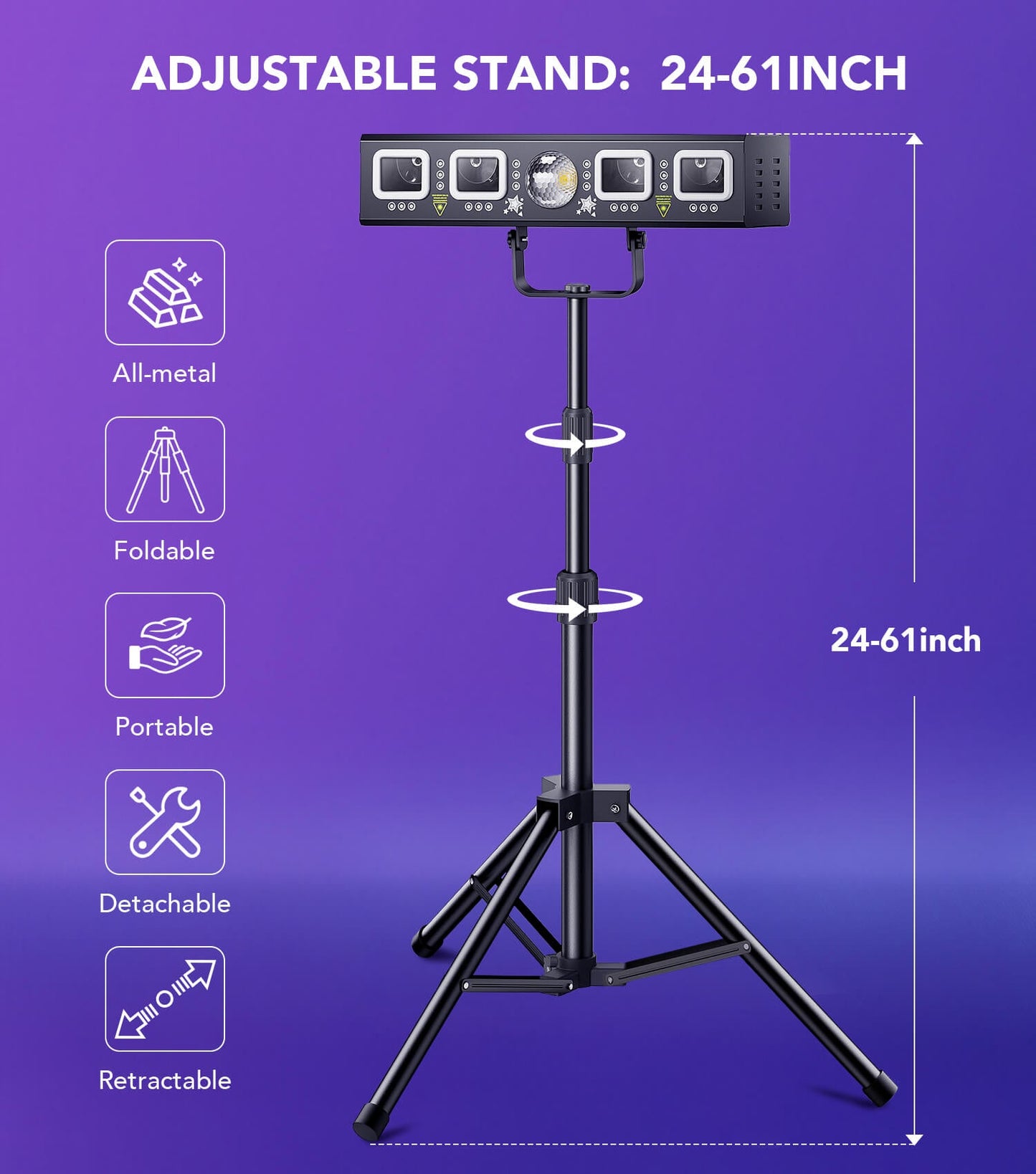 KeoBin L2500 4-in-1 disco lights with tripod stand 4