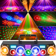 KeoBin L2700B 7-in-1 Bühnenbeleuchtungssystem | DMX Sound Activated Discokugel Stroboskop RGB+UV Gobo Effekte für Party Club