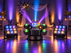Wireless Stage Setup with a KeoBin moving head and two rechargeable PAR lights