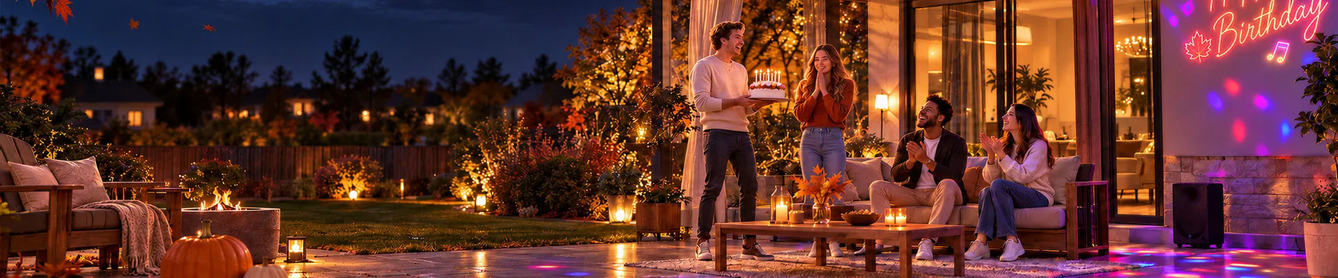 Backyard party with KeoBin lights